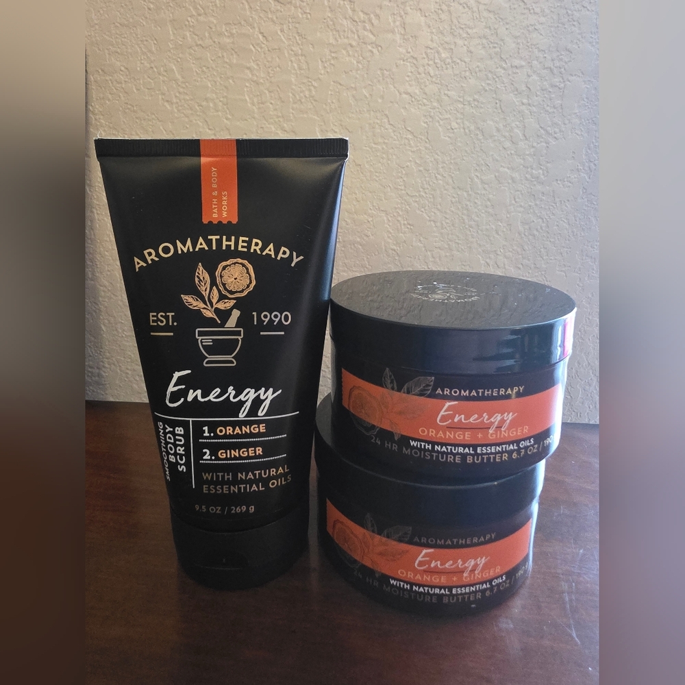 ORANGE GINGER Aromatherapy Energy Bath & Body Works Body Scrub And Butter Lot